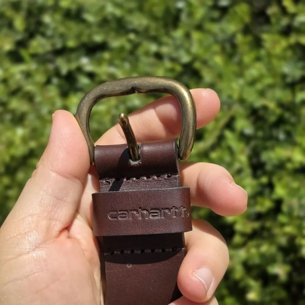Carhartt Bridle Brown Leather Debossed Keeper Belt Size Medium M Womens